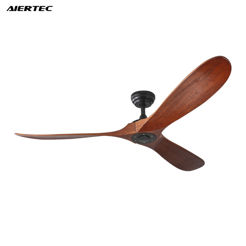 52 Inch Three Solid Wood Blades Ceiling Fan With Remote control 1-6 Gears Adjustable Wind Speed for Living Room Bedroom