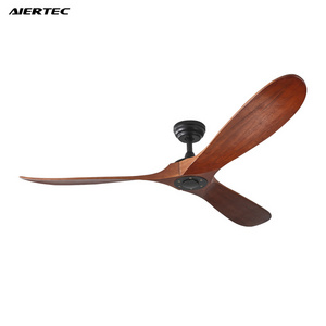 52 Inch Three Solid Wood Blades Ceiling Fan With Remote control 1-6 Gears Adjustable Wind Speed for Living Room Bedroom