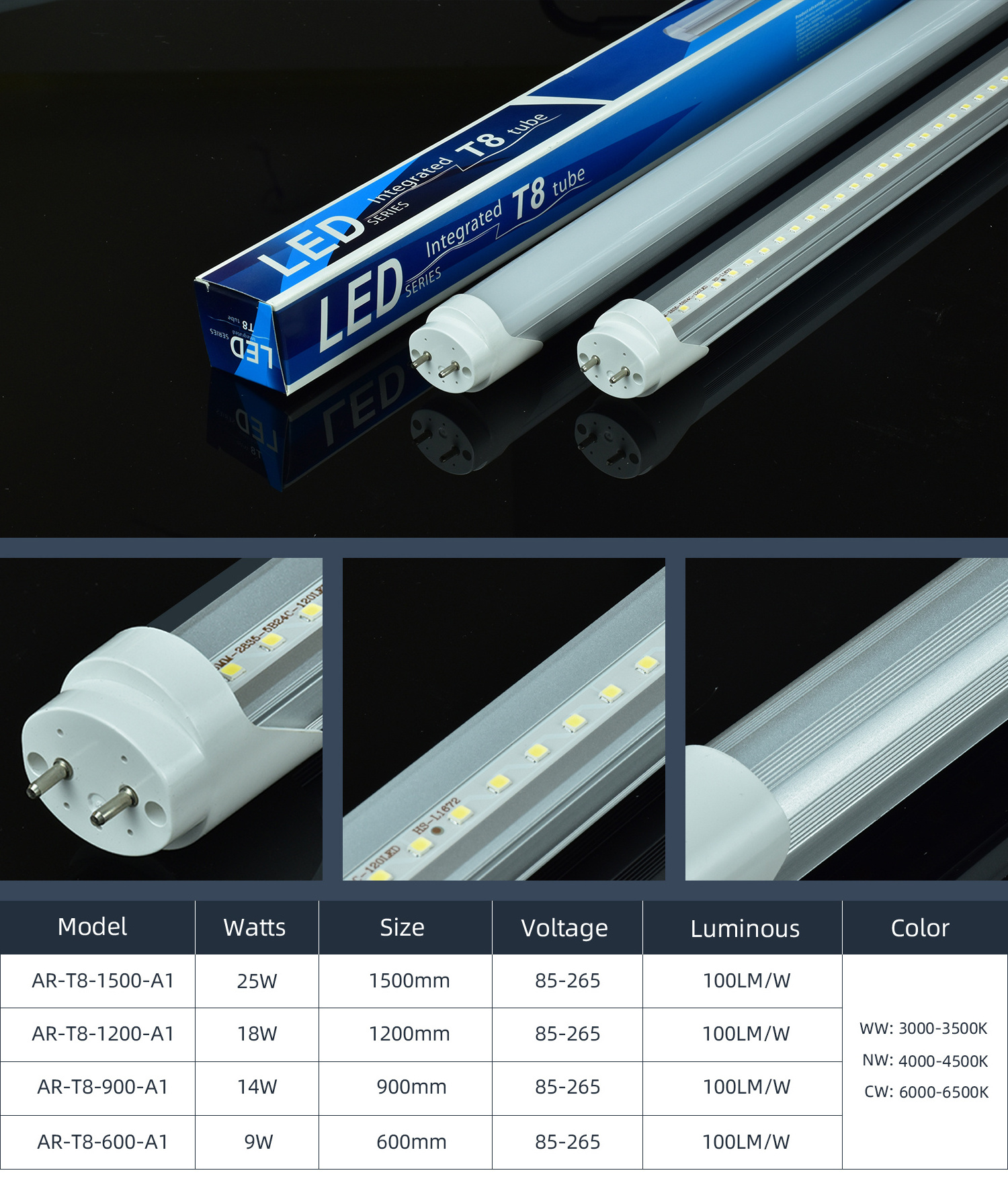 High-Quality Factory Price OEM/ODM 3000K-6500K 18W 2FT 3FT 4FT Aluminum PC & Glass G13 T8 Led Tube 8FT FA8 R17D Led Bulb