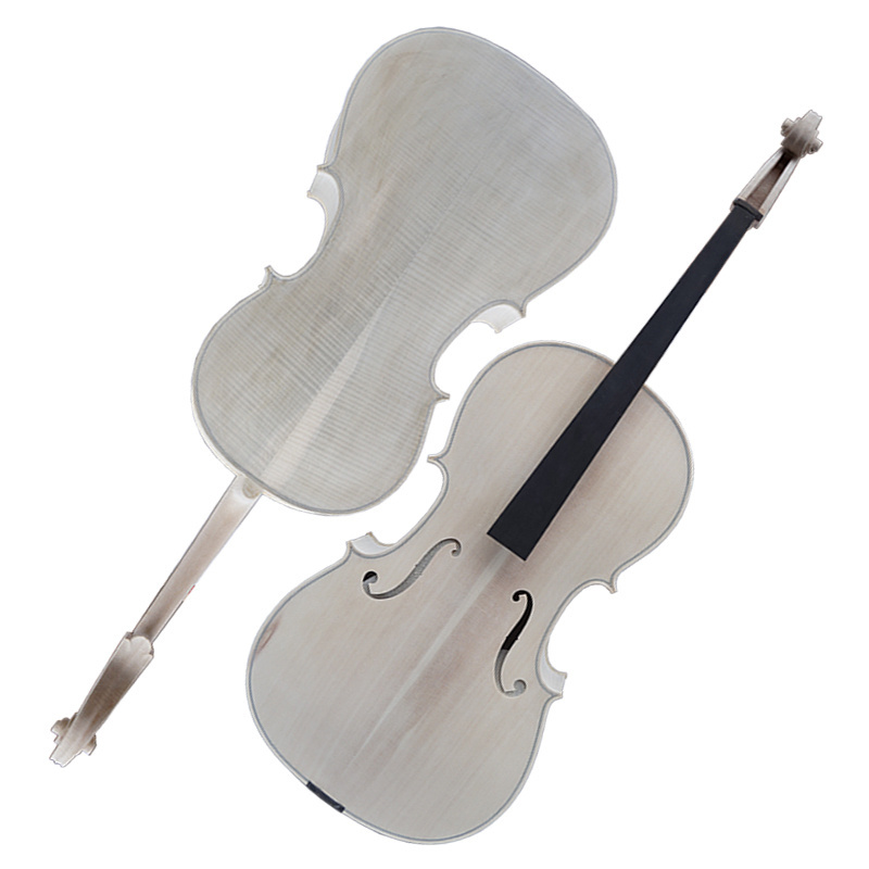 Musical instrument no painting solid unvarnished cello with ebony fingerboard made in China