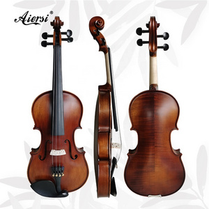 Aiersi brand Hot sale handmade stringed instruments violins high grade solid flame maple violin with ebony fittings