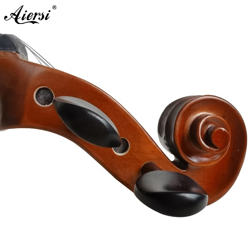 Aiersi brand Hot sale handmade stringed instruments violins high grade solid flame maple violin with ebony fittings