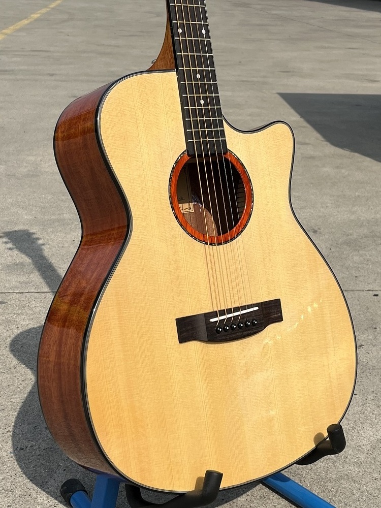 Wholesale OEM ODM Aiersi Factory Gloss 40 Inch Cutaway Solid Spruce Top Mahogany Acoustic Guitar GA Style Folk String instrument