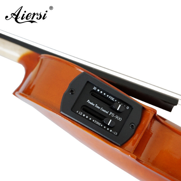 wholesale price Aiersi Red Brown 4 4 spraying acoustic electric violin with 2-Band pickup with case wood bow string instruments