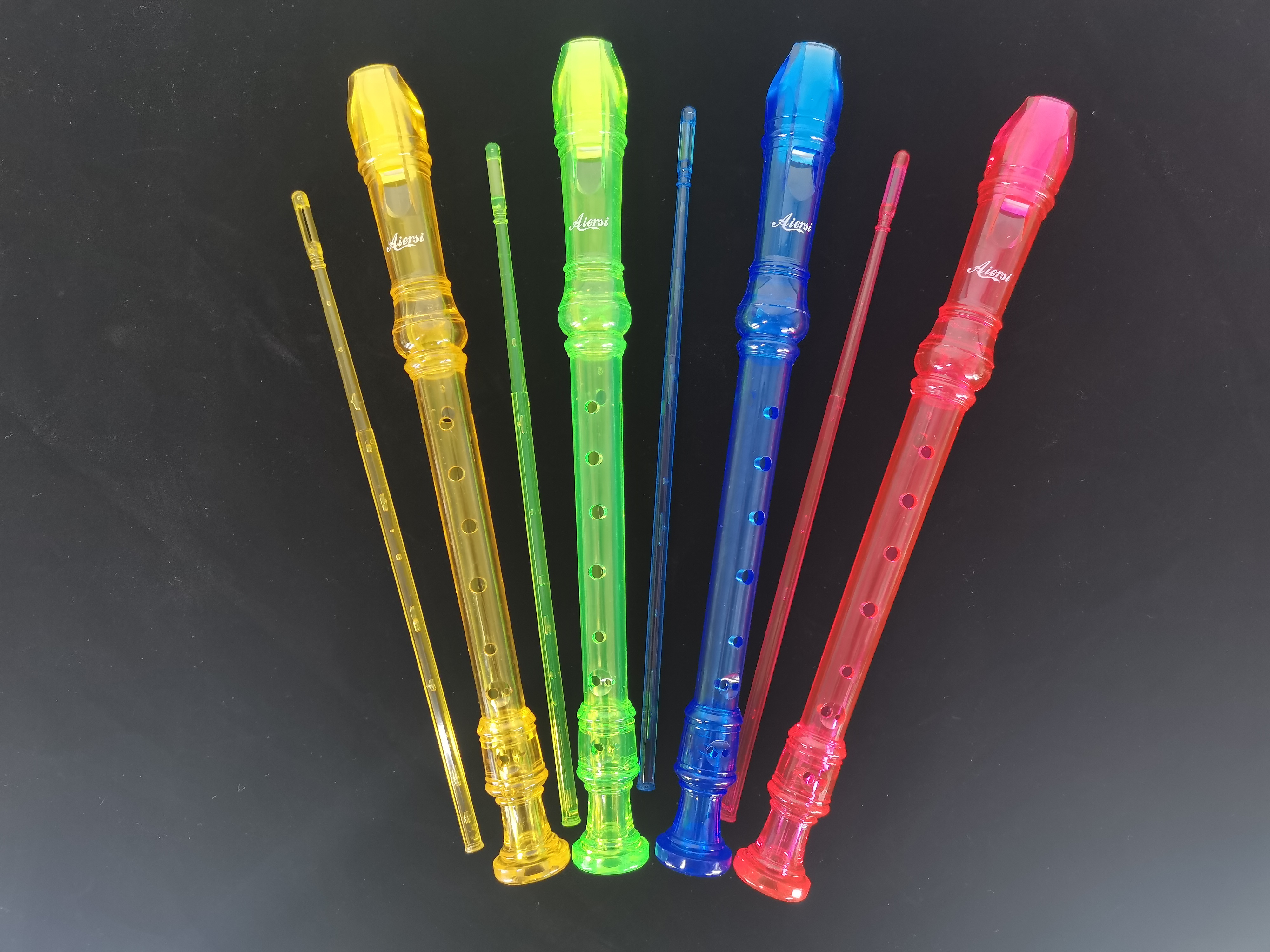 Aiersi Hot Sale Transparent Colorful 8-holes Plastic Flute Musical Instrument Toys For Kids Traditional Educational Toy Clarinet