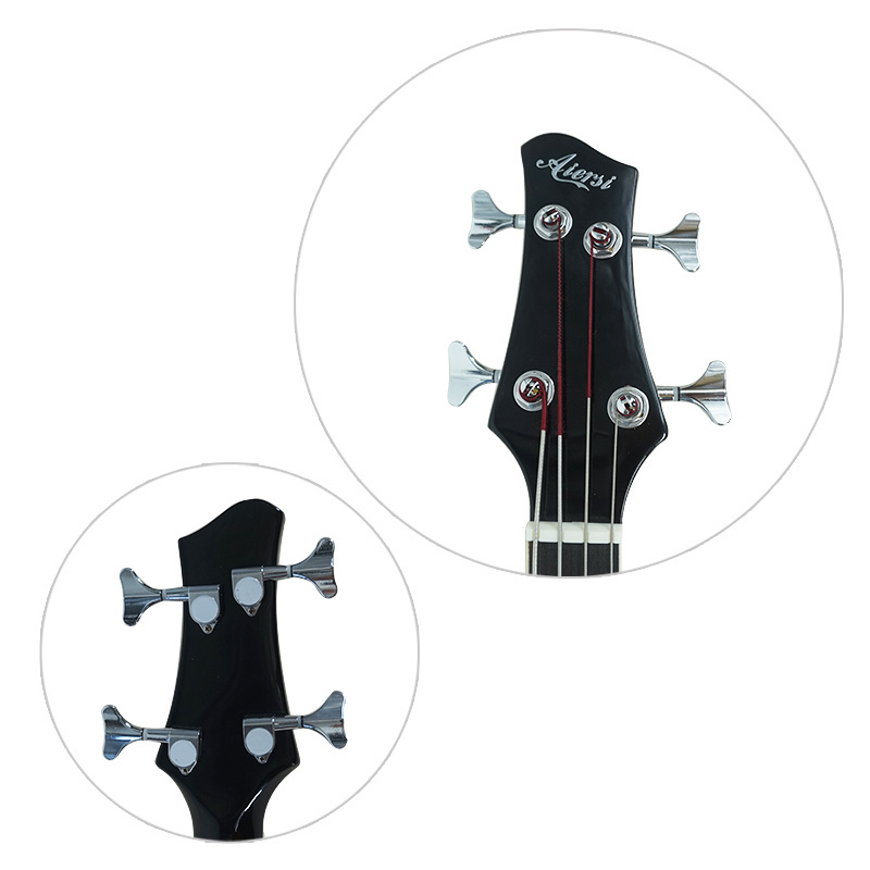 China Cheap Price custom made Black colour lindenwood 4 Steel String Electric Bass Acoustic Guitar with EQ