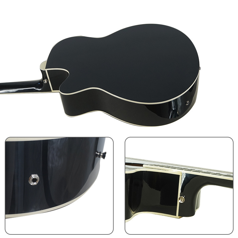 China Cheap Price custom made Black colour lindenwood 4 Steel String Electric Bass Acoustic Guitar with EQ