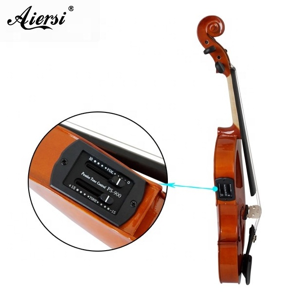 wholesale price Aiersi Red Brown 4 4 spraying acoustic electric violin with 2-Band pickup with case wood bow string instruments