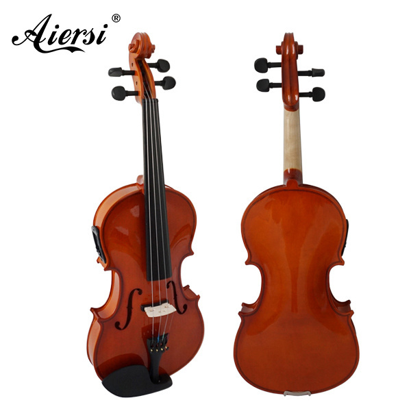 wholesale price Aiersi Red Brown 4 4 spraying acoustic electric violin with 2-Band pickup with case wood bow string instruments