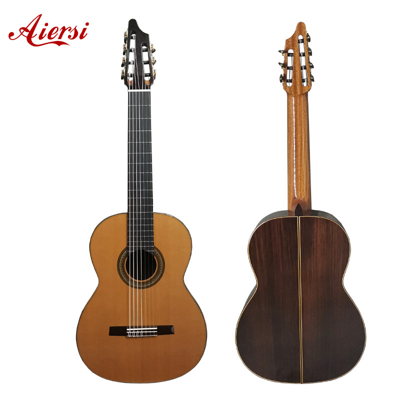 Professional grade Aiersi brand handmade All solid Gloss  Finish 7-strings classical guitar with Cedar top Rosewood back&side