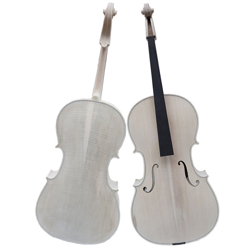 Musical instrument no painting solid unvarnished cello with ebony fingerboard made in China