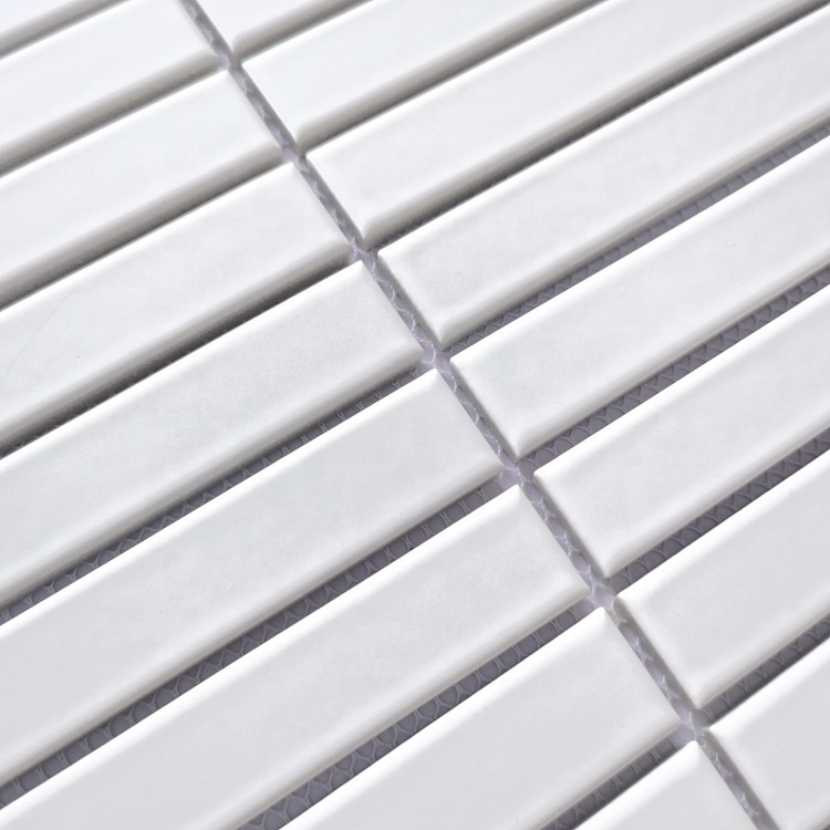 Matte White Glazed Finger Bathroom Mosaic Wall Tiles