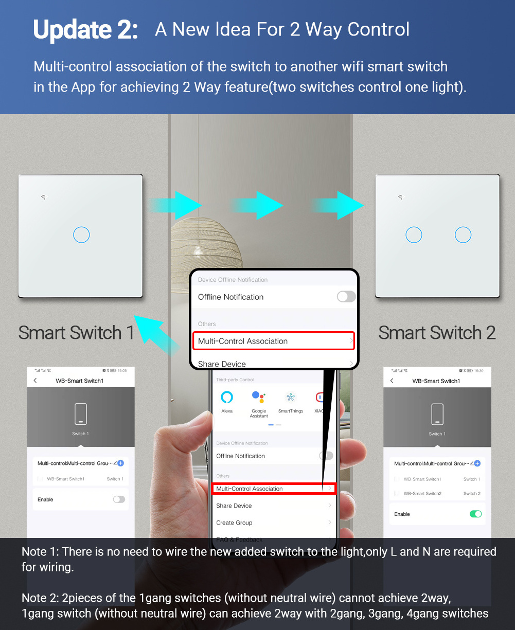 Tuya WiFi Switch Glass Screen Touch Panel Smart Home Interruptor Light Switch US 1/2/3/4 Works For Alexa Google home