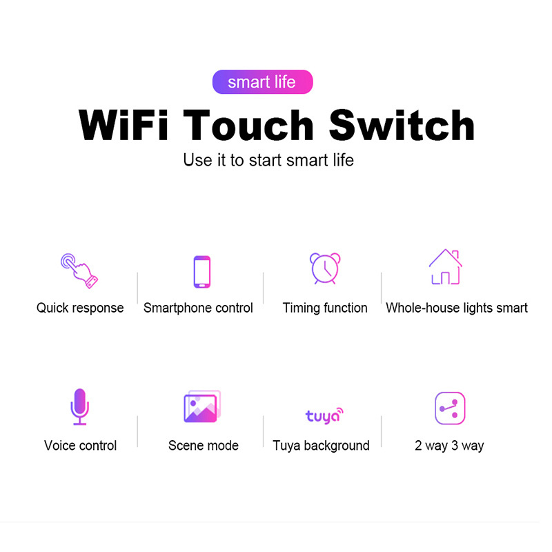 Wifi Wall Touch Sensitive Switch Remote Control 1 Gang Wireless Led Light Smart Touch Screen Switch Glass US Standard