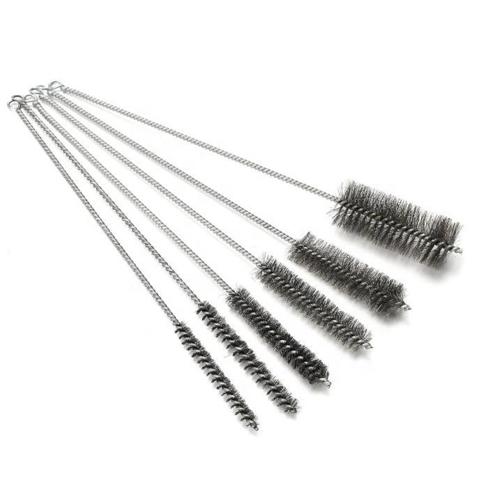 Long Handle Steel Round Tube Wire Gun Cleaning Brushes for rust removal