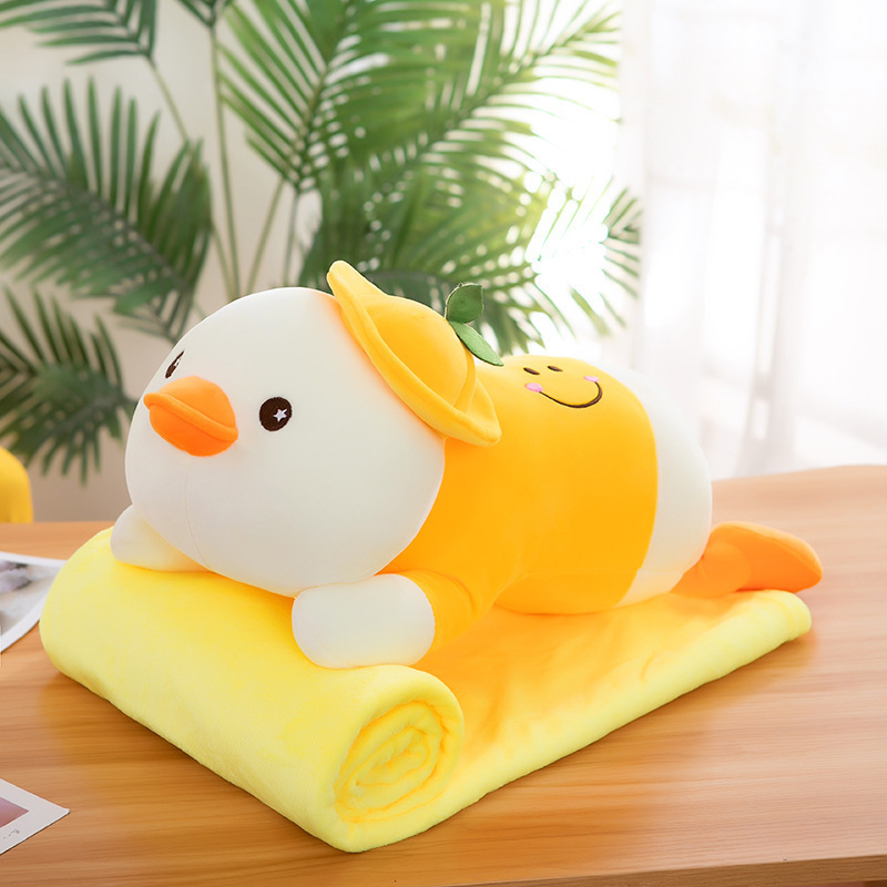 AIFEI TOY Multifunctional Stuffed Plush Toy Cute wearing hats hatted Duck Sleeping Use Lunch Rest  Pillow Blanket For Kids