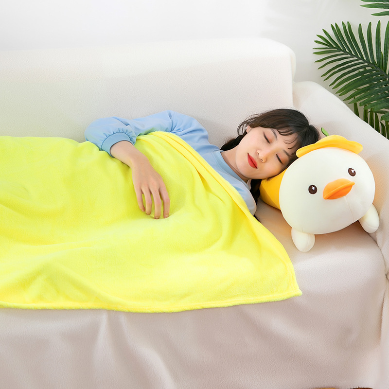 AIFEI TOY Multifunctional Stuffed Plush Toy Cute wearing hats hatted Duck Sleeping Use Lunch Rest  Pillow Blanket For Kids