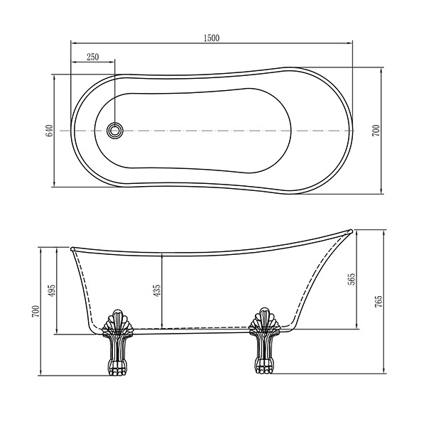 economic high quality small size 1500mm baby acrylic bathroom indoor bath tubs clawfoot bathtub with four legs