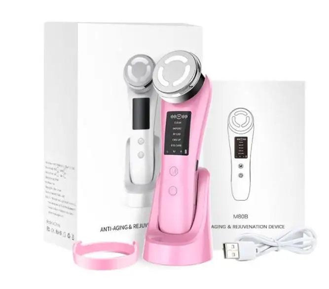 AIFREE best seller ultrasonic vibration face beauty device LED V shape facial massager machine skin rejuvenation face lifting