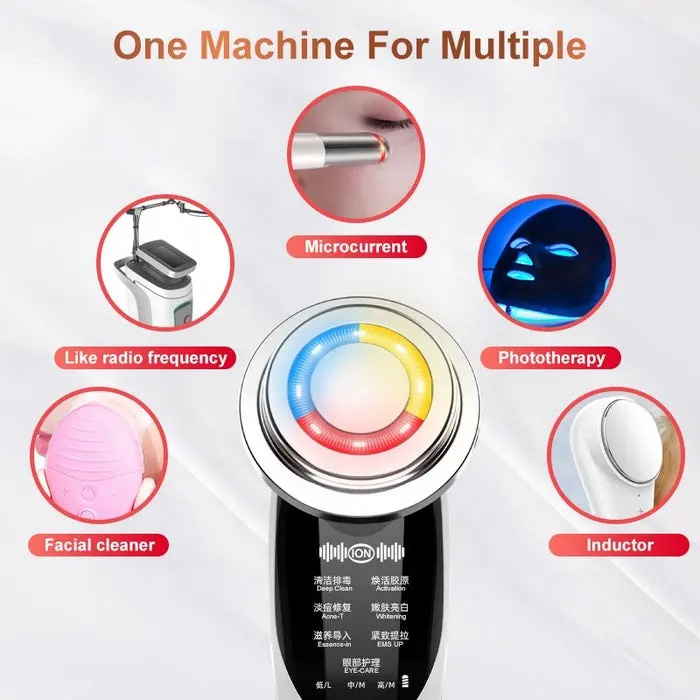 Electric 7 in 1 Facial Skin Lifting Device Led Light Photon Therapy Facial Beauty Skin Tightening Machine Photon Face Massager