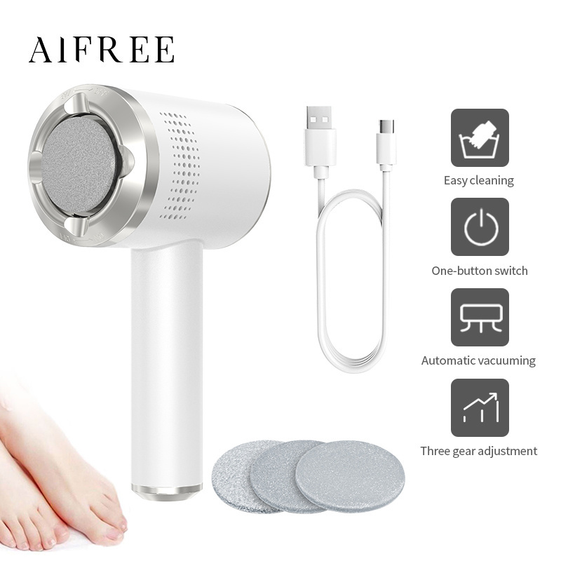 AIFREE New Trend Electric Foot File Vacuum Callus Remover Rechargeable Foot Files Clean Tools Feet Care for Hard Cracked Skin