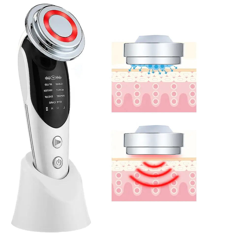 Electric 7 in 1 Facial Skin Lifting Device Led Light Photon Therapy Facial Beauty Skin Tightening Machine Photon Face Massager