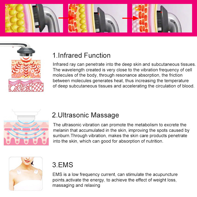 Portable EMS Ultrasonic Infrared Cellulite cavitation machine celulite remover Body Slimming Machine body slimming massager