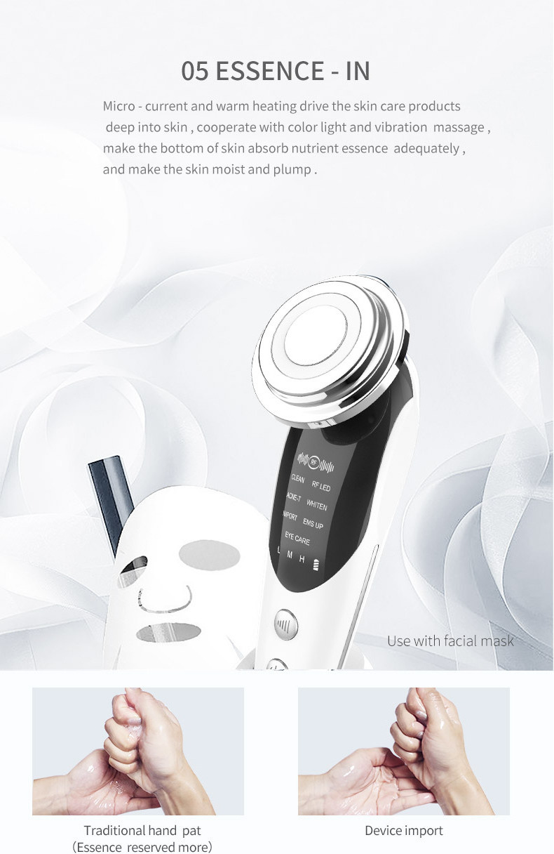 Electric 7 in 1 Facial Skin Lifting Device Led Light Photon Therapy Facial Beauty Skin Tightening Machine Photon Face Massager