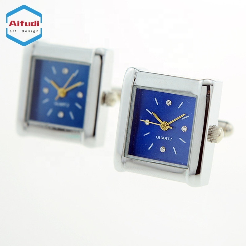 high quality silver gold plated diamond watch movement cufflink