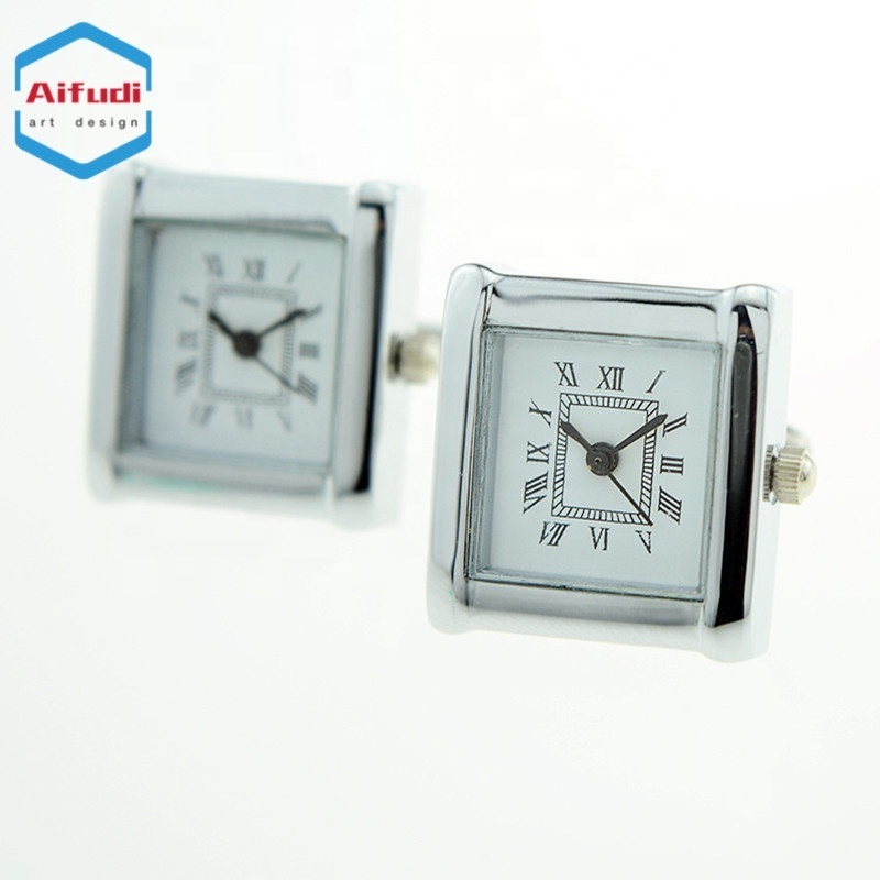 high quality silver gold plated diamond watch movement cufflink