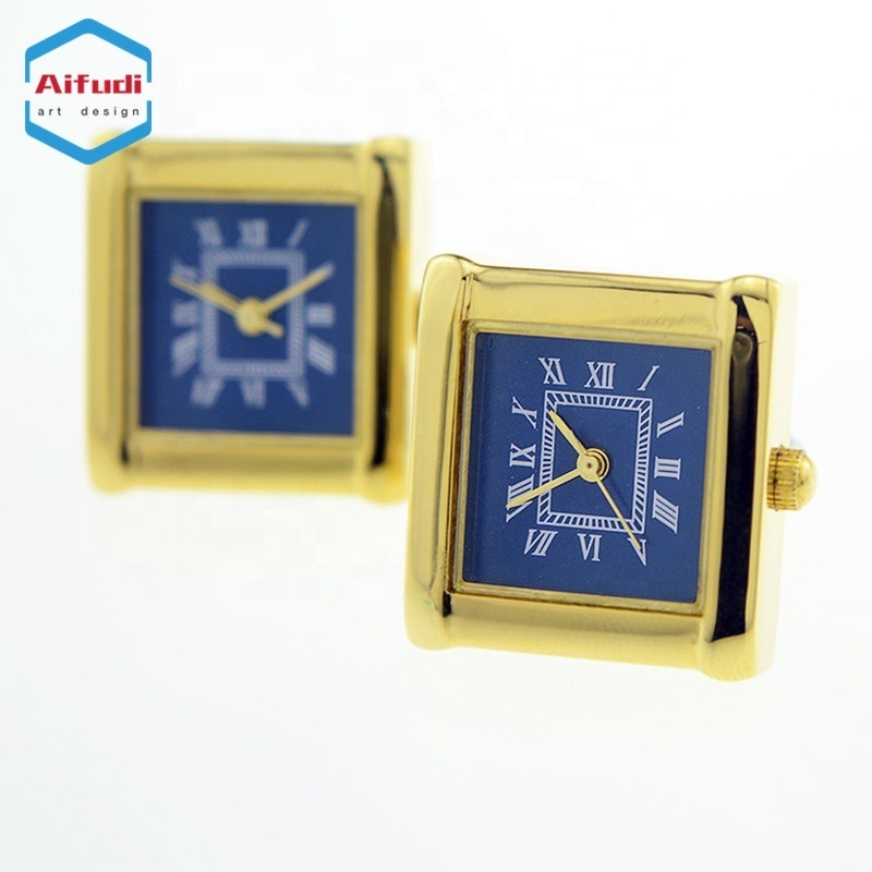 high quality silver gold plated diamond watch movement cufflink