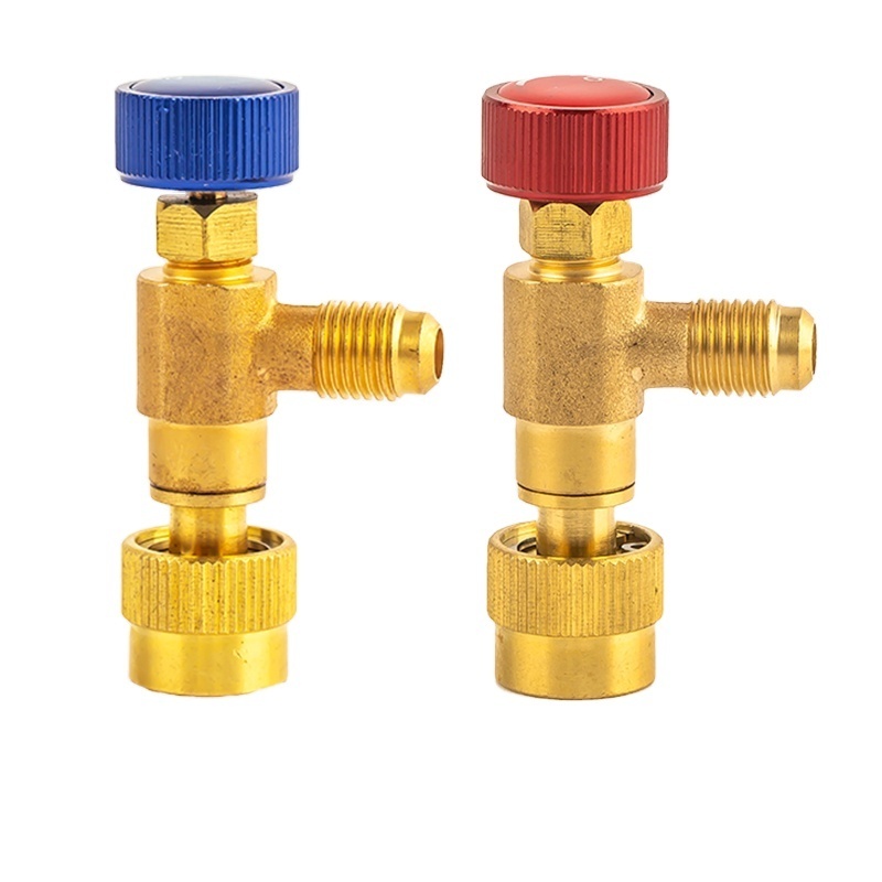 High performance air conditioning fluorine valve adapter with internal thread nut to external thread brass