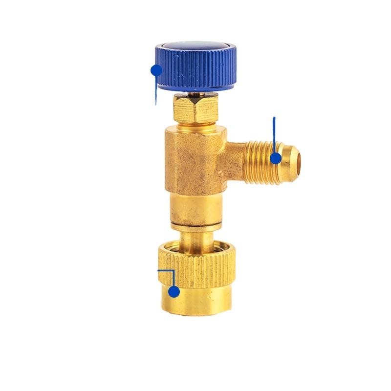 High performance air conditioning fluorine valve adapter with internal thread nut to external thread brass