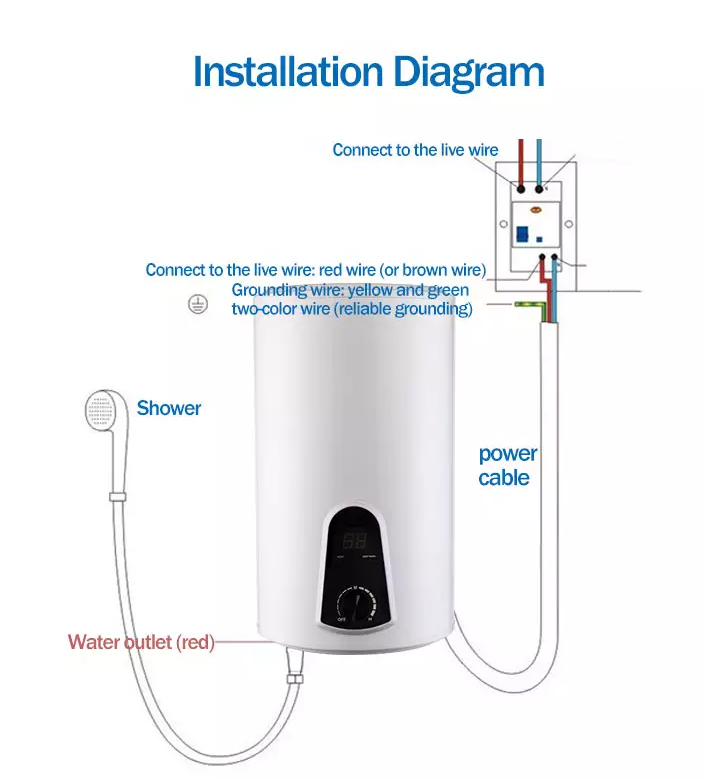 Factory Wholesale Stainless Steel 2000W 50 Liters Water Heater Digital Display Electric Storage Tank Water Heater