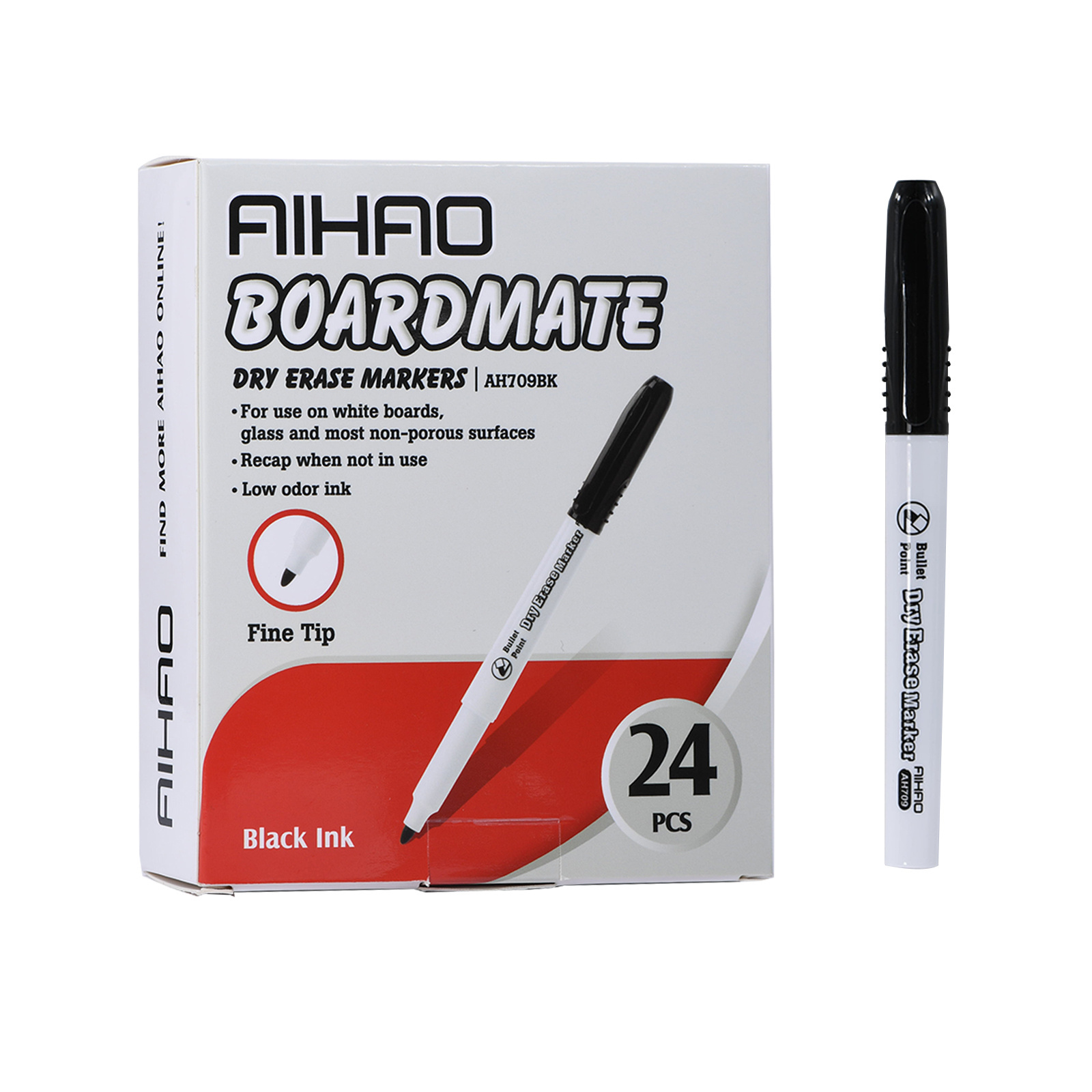 Hot Selling Wholesale Aihao Black Bullet Tip White Board Markers Dry Erase Pen Set For School And Office