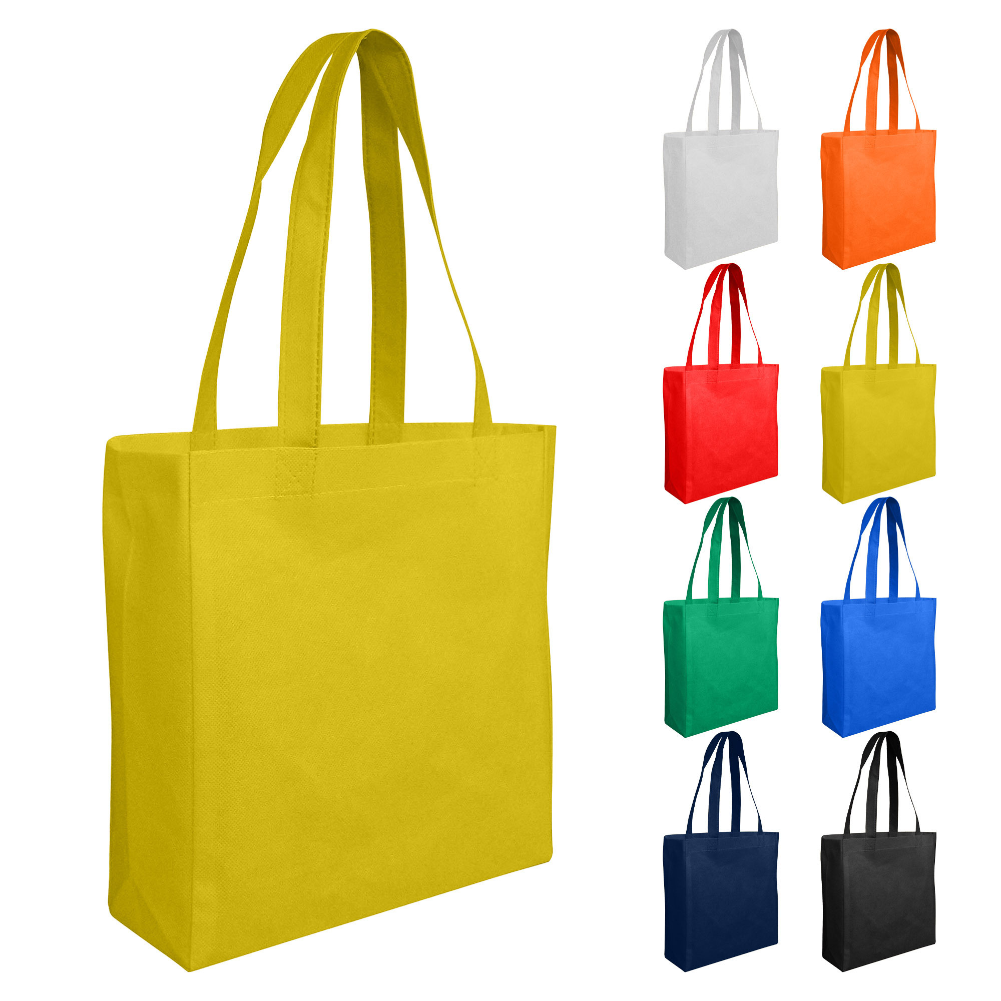 In Stock Non Woven Small Shopper with Gusset 90gsm tote bag is ideal for holding large and bulk items and Custom Logo NWB010