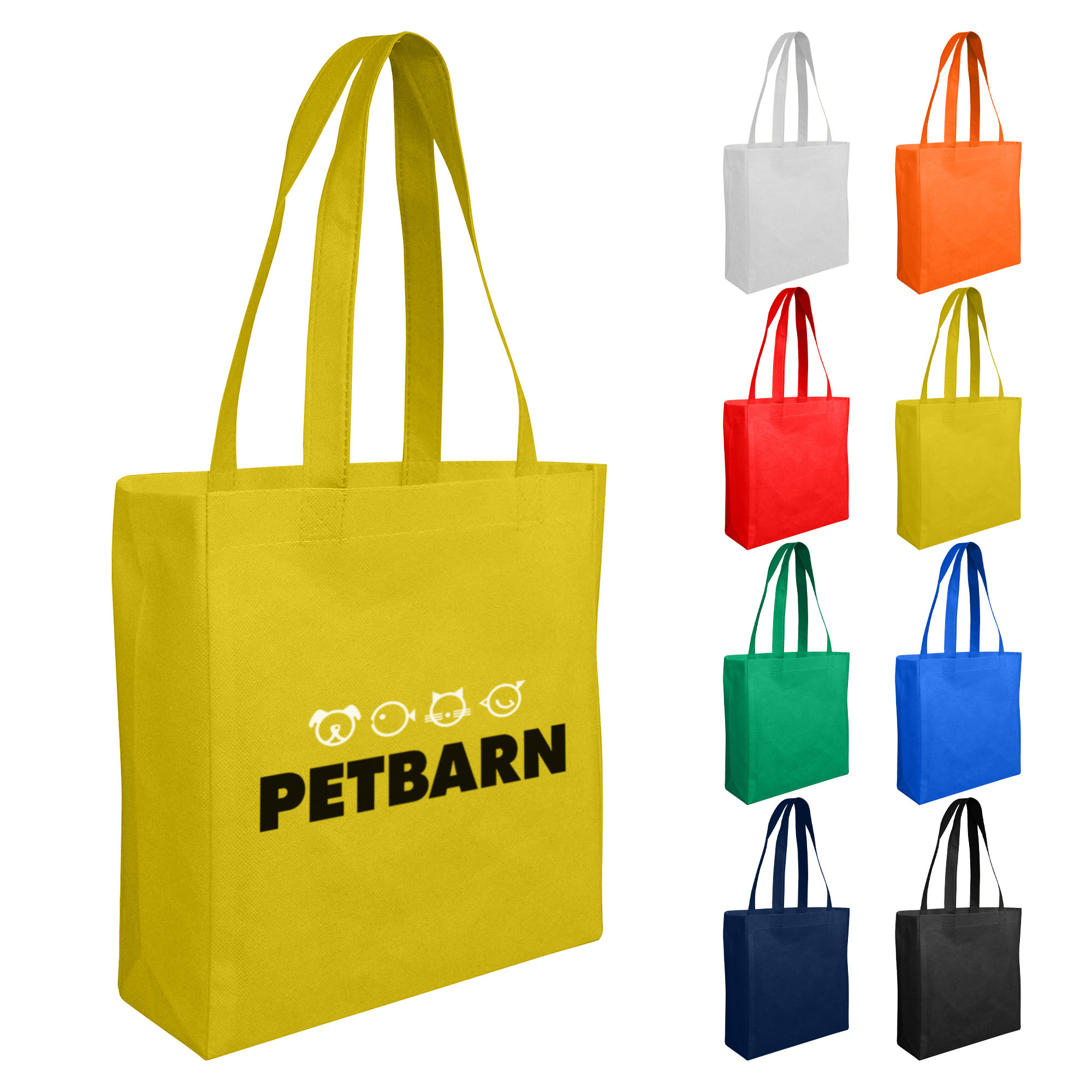 In Stock Non Woven Small Shopper with Gusset 90gsm tote bag is ideal for holding large and bulk items and Custom Logo NWB010