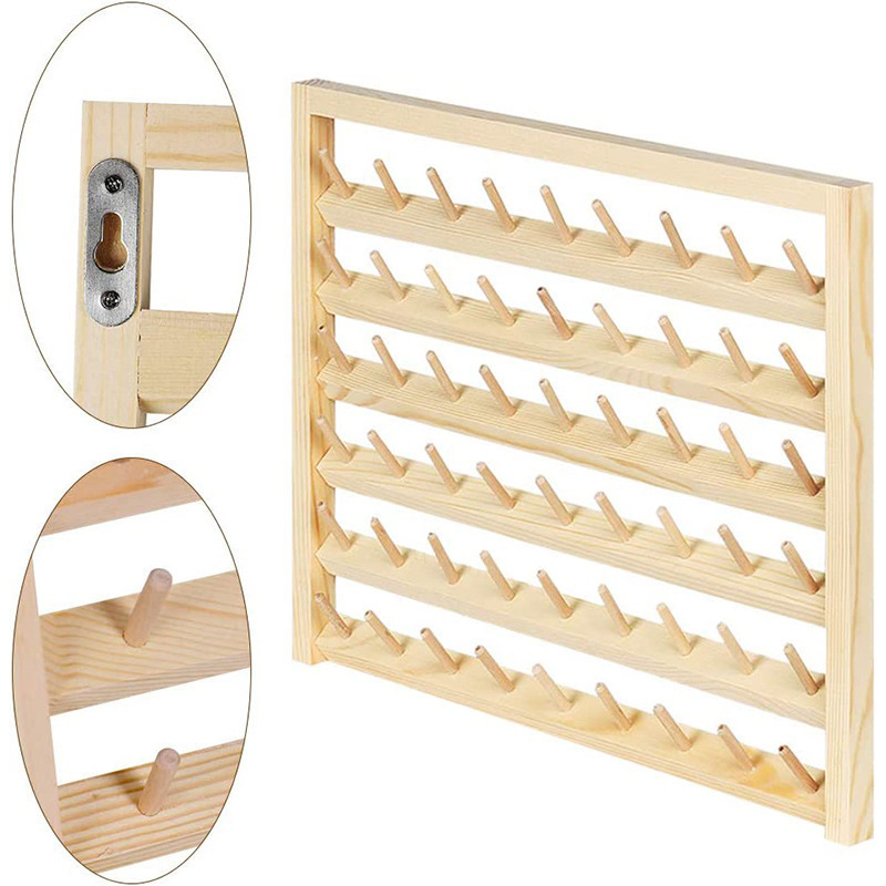 Wooden Thread Rack Storage Rack for Sewing Quilting Embroidery Sewing Storage Organizer