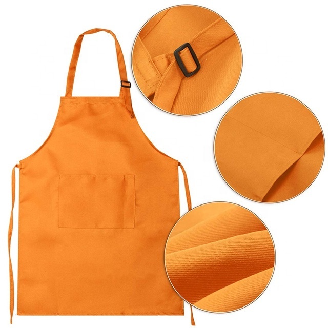 Kids Apron and Chef Hat Set, Boys Girls Adjustable Polyester Child Aprons with 2 Pockets for Kitchen Cooking Small Size