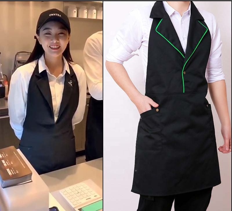 Hot Sale Waiter Uniforms apron and Restaurant Uniforms aprons with embroidered logo