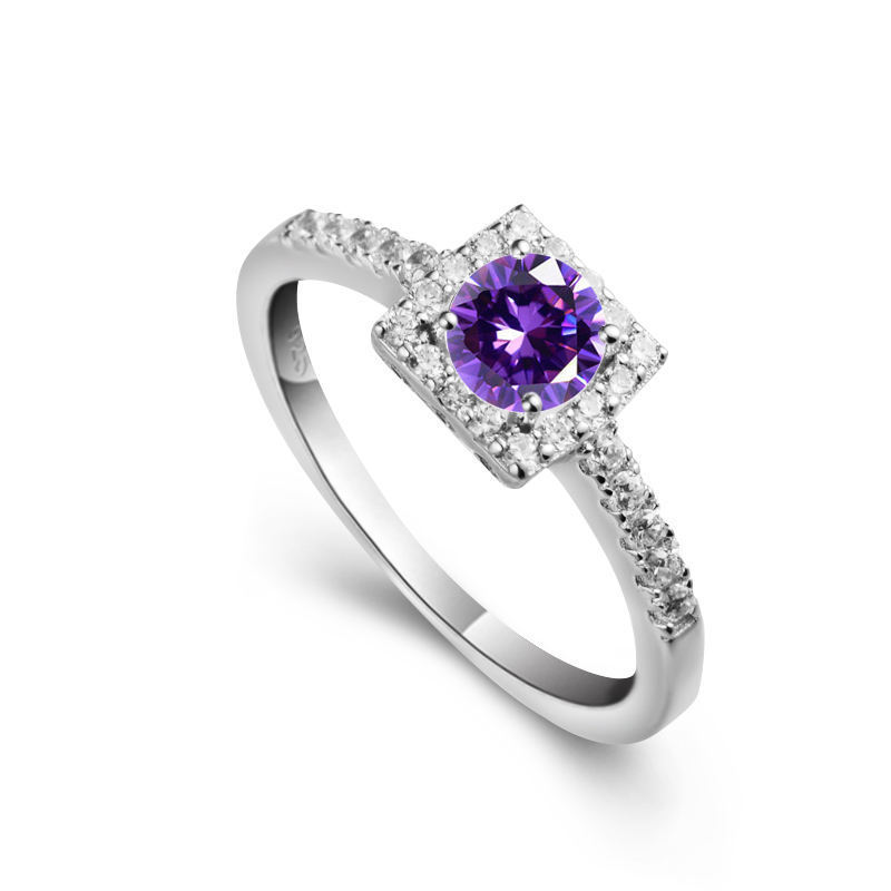 Wholesale Luxury Wedding Rings For Women Diamond Cubic Zirconia Engagement Amethyst Sterling Silver Rings