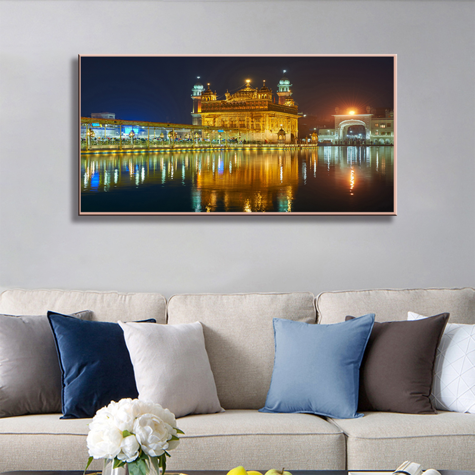 5D diamond crystal porcelain painting Golden Temple Indiaa  landscape painting for Home Decoration Corridor and bedroom wall