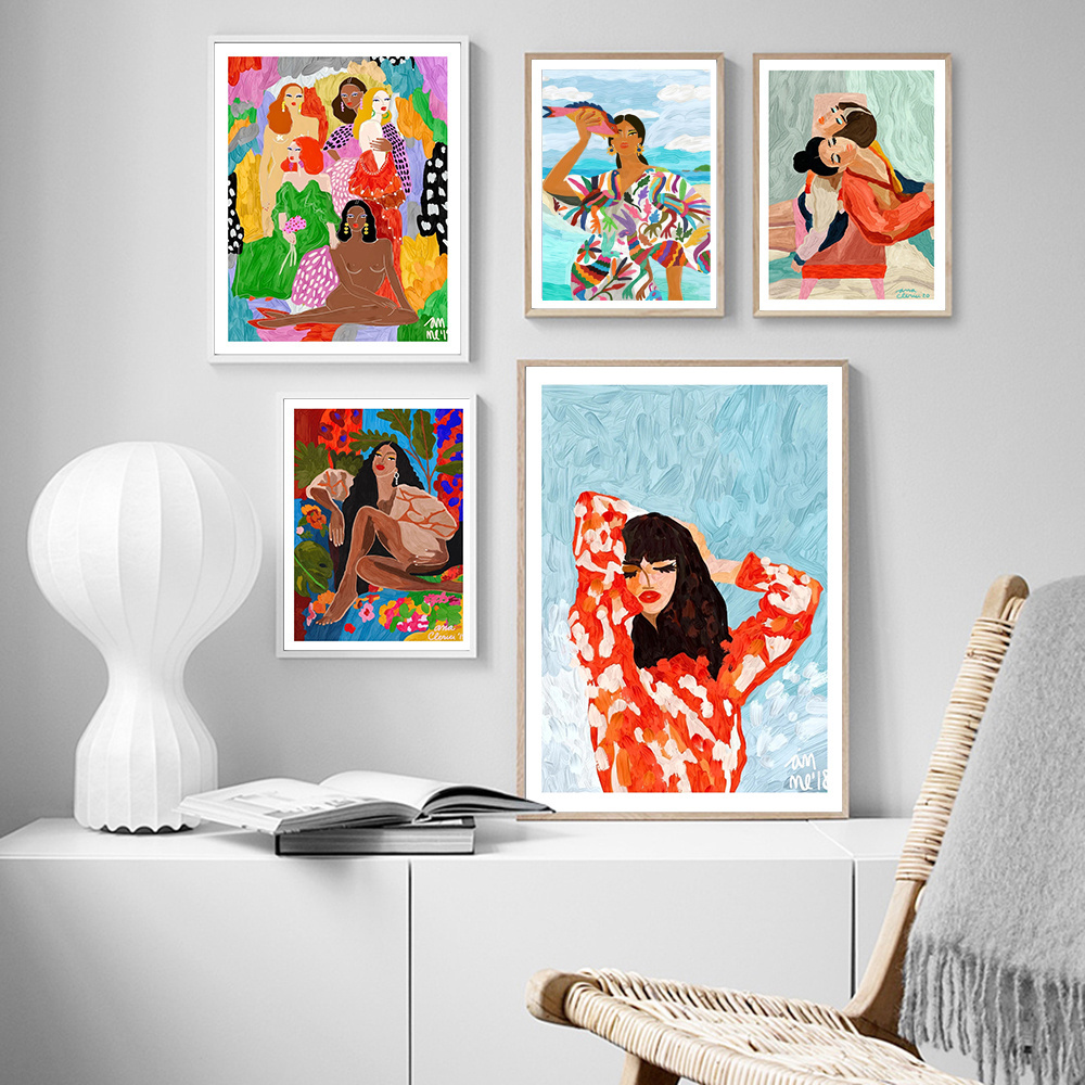 Modern Abstract Woman Painting Female Mexican Colorful Wall Art Canvas Painting Wall Pictures