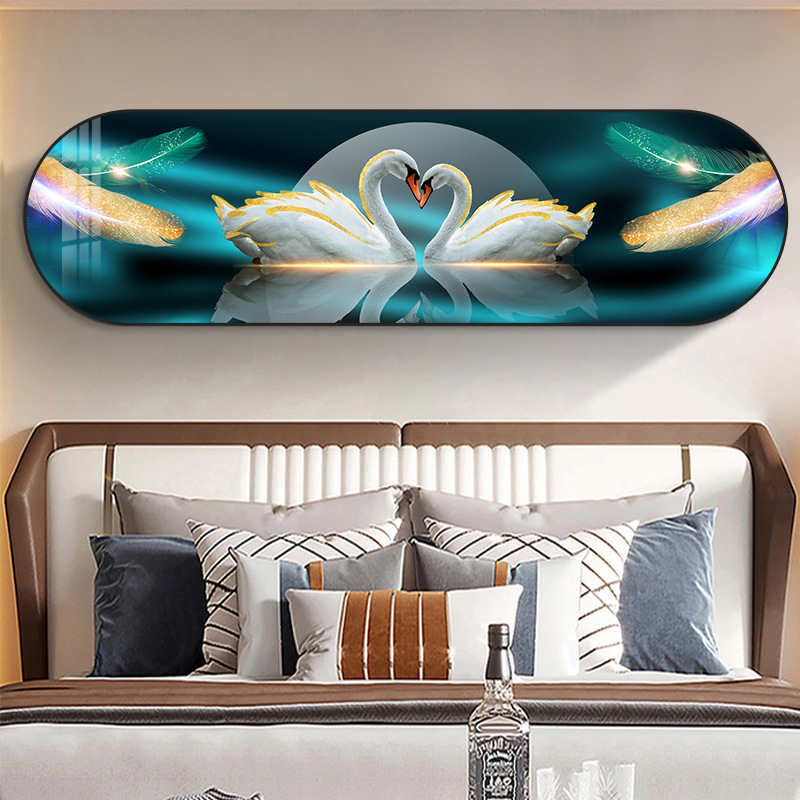 Luxury modern bedroom decoration rounded horizontal version luxury home decor crystal porcelain wall glass painting pictures