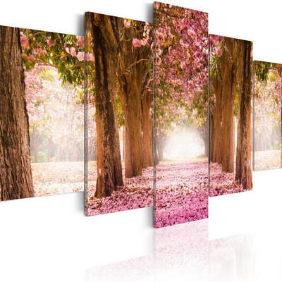 Living Room Decor 5 Panels Pink Flowers  Picture Canvas Cherry Blossom Print 5 piece painting art wall canvas landscape