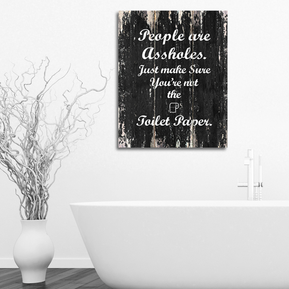 Vintage Toilet Paper Inspirational Quotes Wall Art Paintings DIY Photo Framed Prints Posters Pictures Frame Bathroom Home Decor