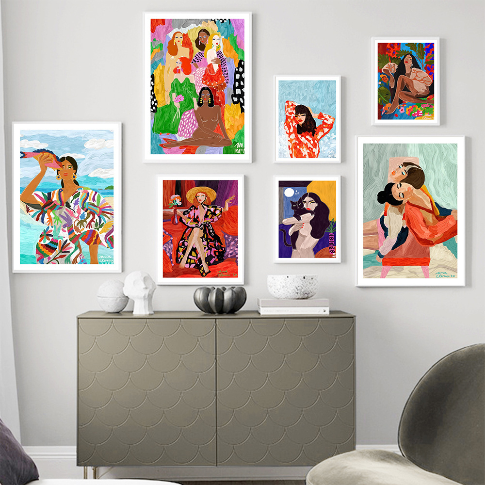 Modern Abstract Woman Painting Female Mexican Colorful Wall Art Canvas Painting Wall Pictures