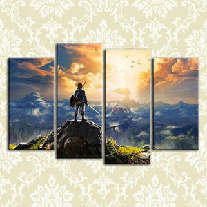 Modern HD Printed Pictures Frame Canvas Painting Poster 4 Panel The Legend Of Zelda Game Wall Art Home Decor For Living Room