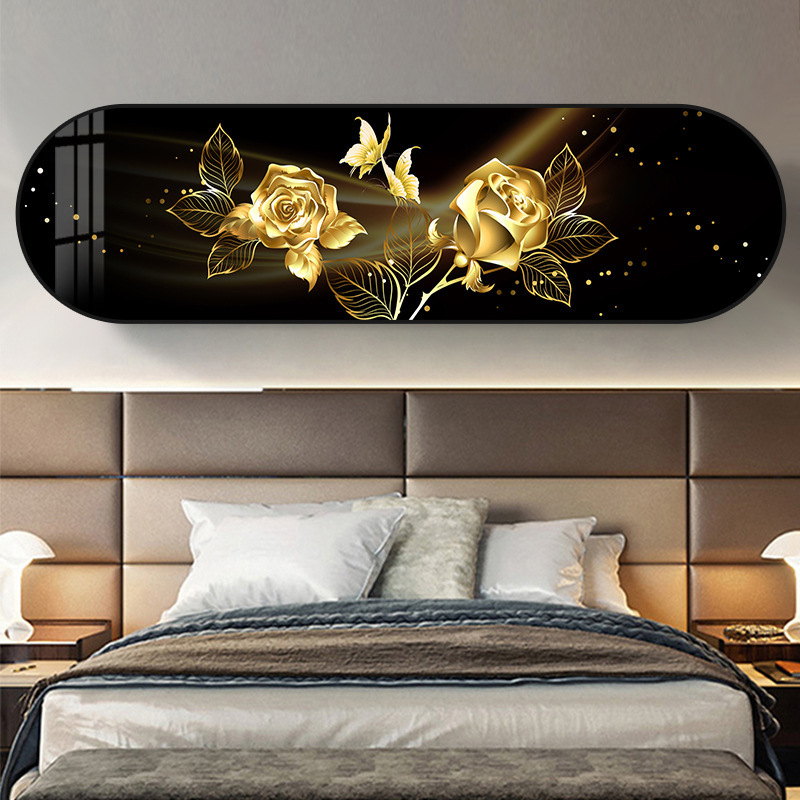 Luxury modern bedroom decoration rounded horizontal version luxury home decor crystal porcelain wall glass painting pictures