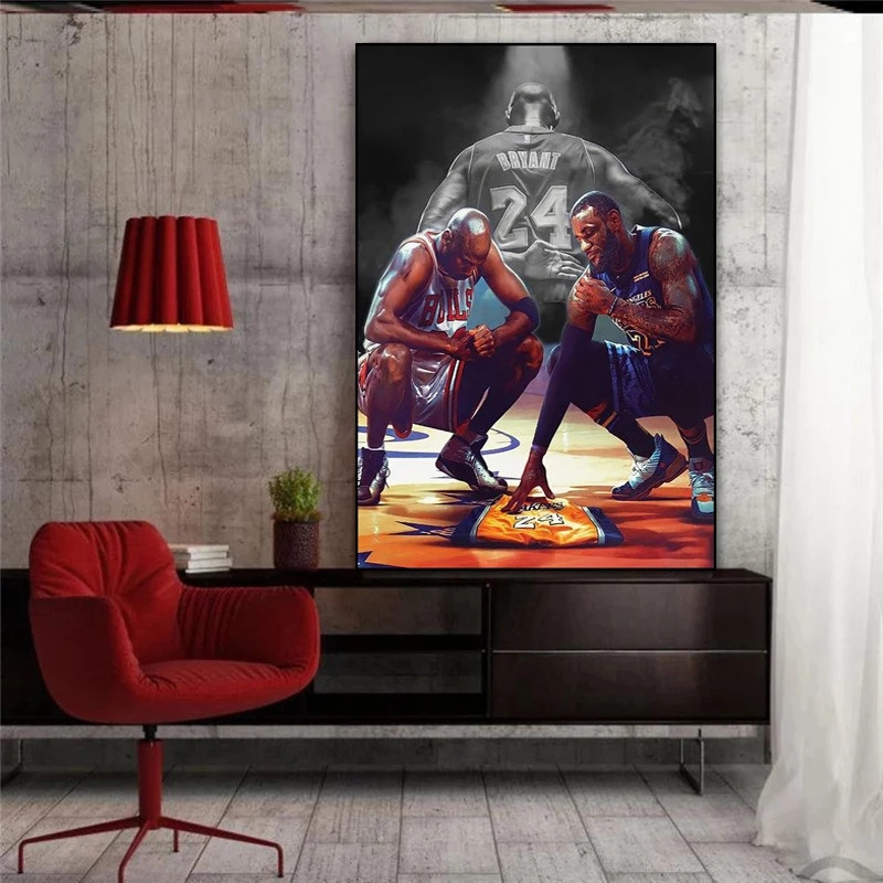 Famous Basketball Star Basketball Player Mural Poster Family Room Children's Room Bedroom Wall Decoration Canvas Art